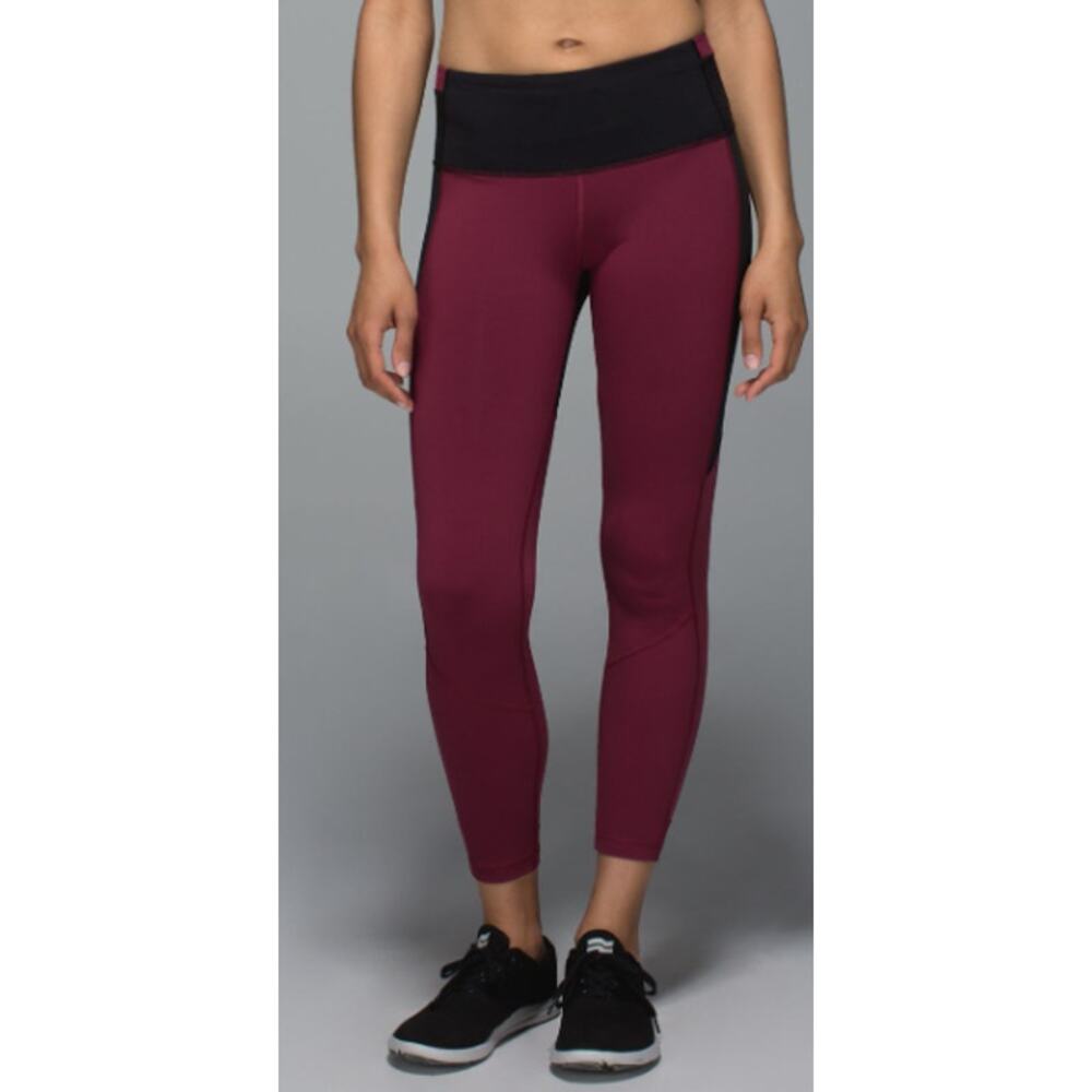 Lululemon athletica Size 6	All You Need Tight Black Jewelled Magenta Leggings‎